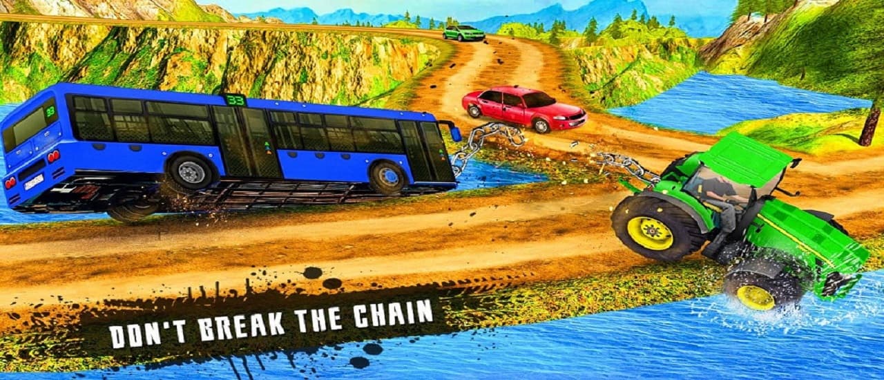 Chained Tractor Towing Rescue